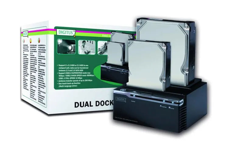 Bild: Blitzschneller Datentransfer mit der USB 3.0 SATA Dual Dockingstation von DIGITUS®