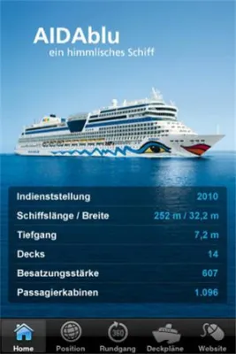 Bild: Das Kreuzfahrtschiff AIDAblu legt jetzt App