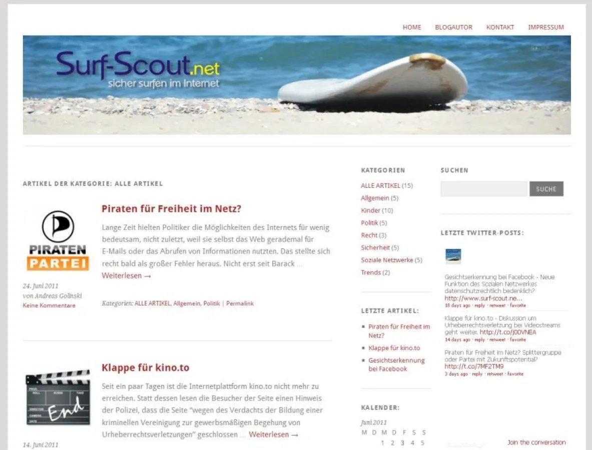 Infoblog www.surf-scout.net Informationen u.a. für Eltern