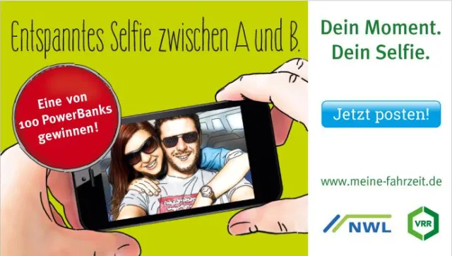 Bild: Aktion 'Dein Moment. Dein Selfie.' von VRR und NWL: Selfie knipsen mit Stars und Sternchen im Zug