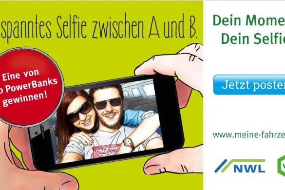 Aktion 'Dein Moment. Dein Selfie.' von VRR und NWL: Selfie knipsen mit Stars und Sternchen im Zug Bild: Aktion 'Dein Moment. Dein Selfie.' von VRR und NWL: Selfie knipsen mit Stars und Sternchen im Zug