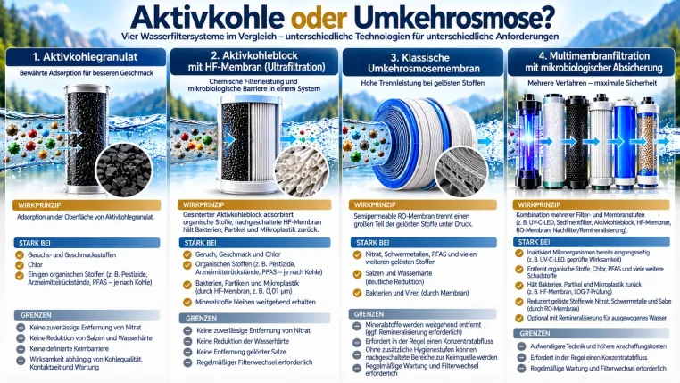 Aktivkohle oder Umkehrosmose? Warum Membranfiltration und Keimschutz den Unterschied machen Bild: Aktivkohle oder Umkehrosmose? Warum Membranfiltration und Keimschutz den Unterschied machen
