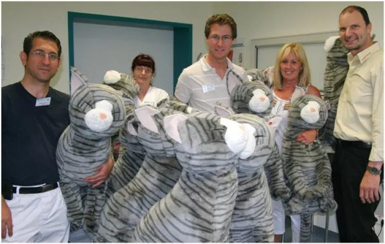 Bild: Riesen Kuschelkatzen trösten kranke Kinder