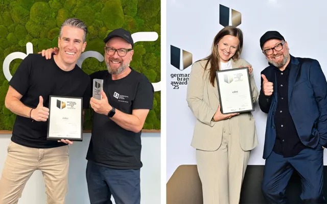 Bild: German Brand Award 2025 für edoc und die zuk. B2B Communication Guides