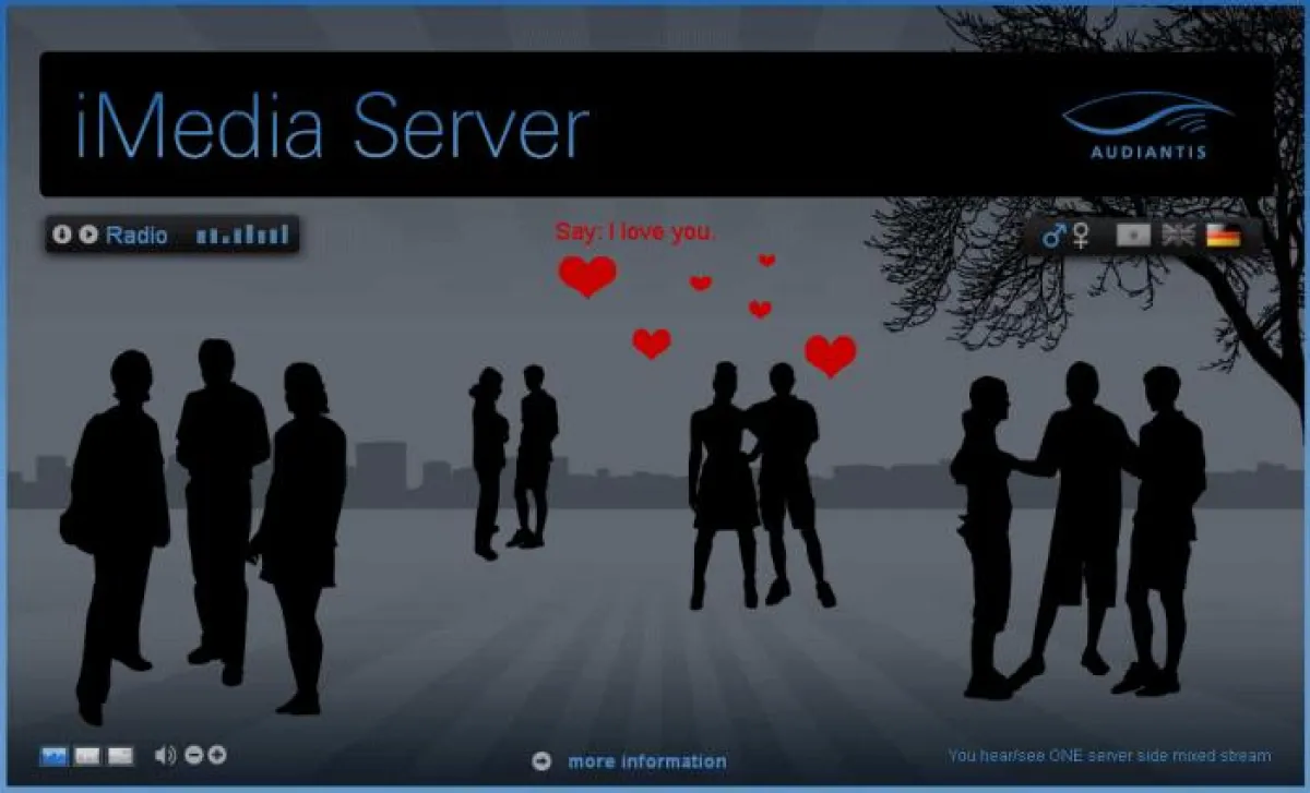 Je t'aime in 6 Sprachen auf der Startseite von Audiantis.com