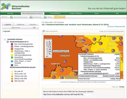 Bild: MapChart GmbH realisiert den ersten interaktiven Wirtschaftsatlas Sachsen