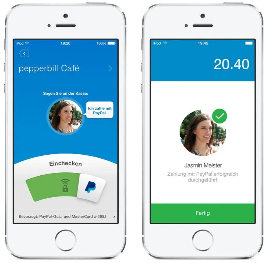 Einchecken mit PayPal und pepperbill