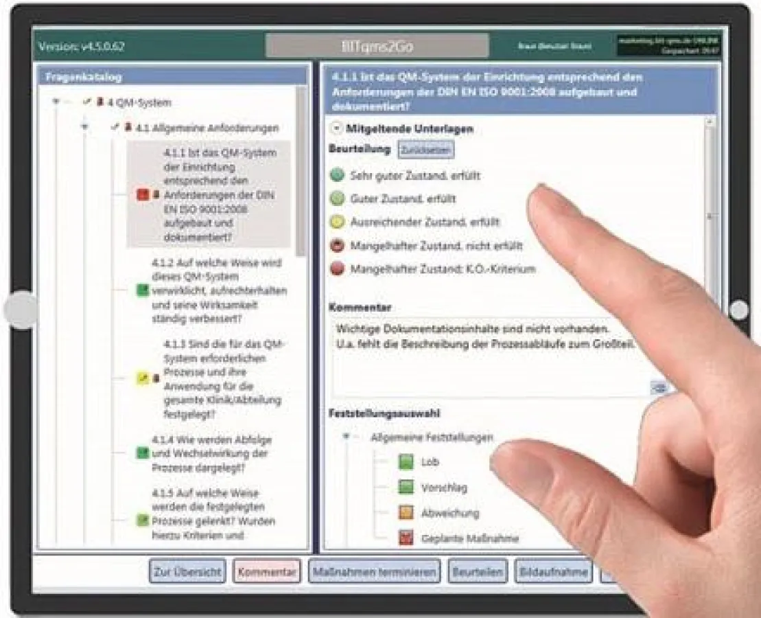 Mobile Beantwortung von Auditfragen mit dem Tablet