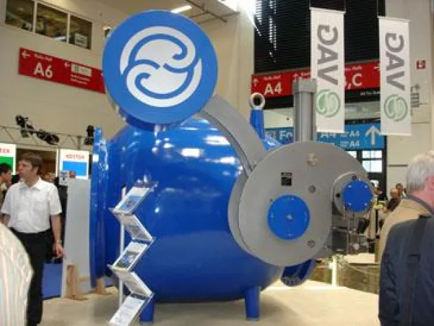 Bild: Live auf der IFAT in München - Hydraulische Fallgewichtsantriebe von VAG