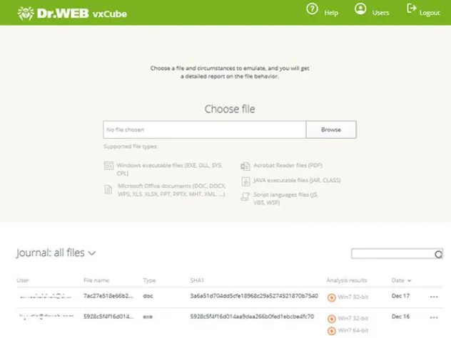 Bild: Dr.Web vxCube: Neuer Cloud-Dienst zur Blitzanalyse und Neutralisierung von böswilligen Dateien