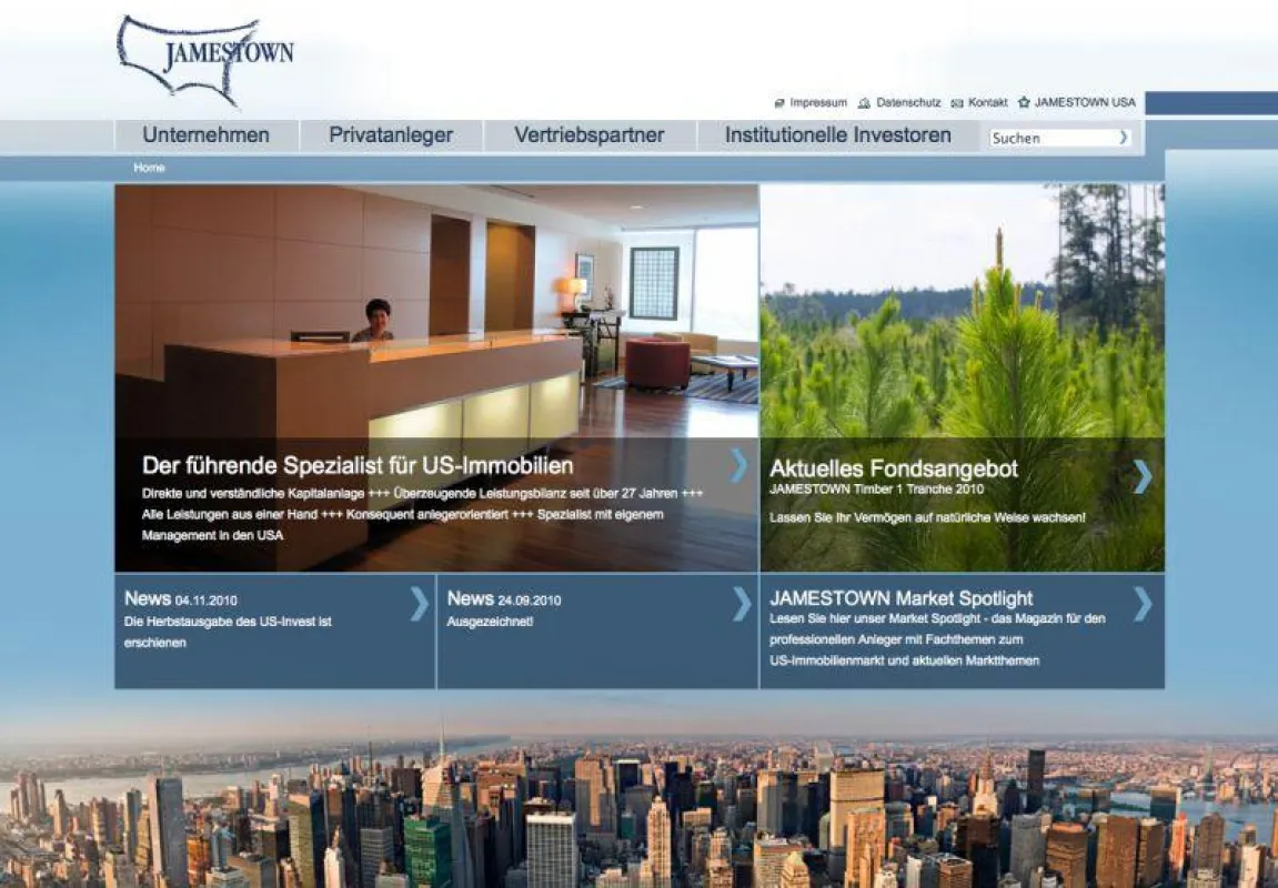 Die neue Homepage von Jamestown.de