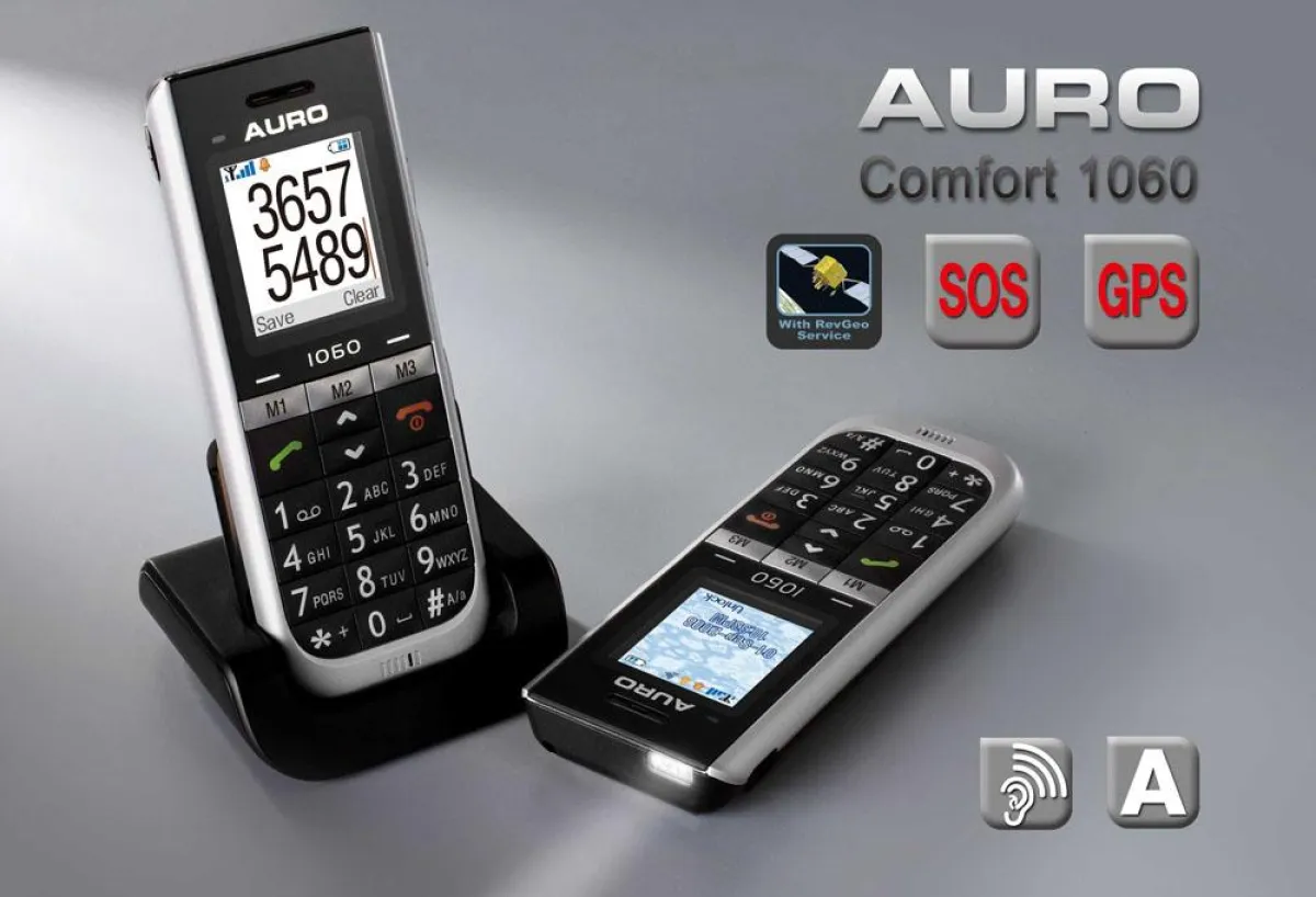 AURO Comfort 1060 - GPS - Großtastenmobiltelefon mit Tischladestation