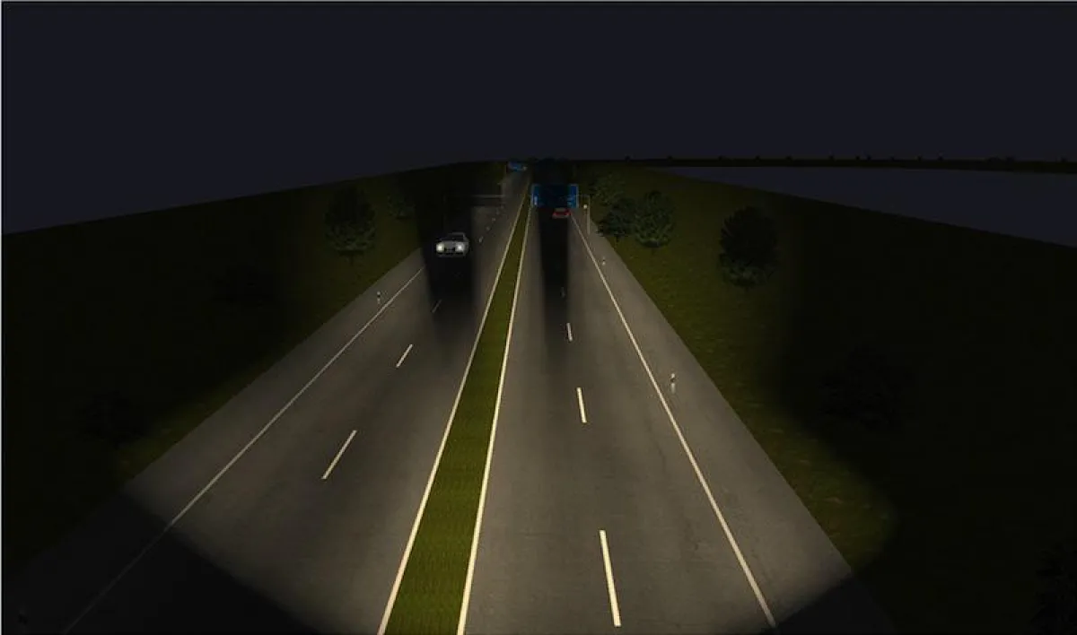 Der LED-Matrix-Scheinwerfer blendet entgegenkommende oder vorausfahrende Fahrzeuge automatisch aus