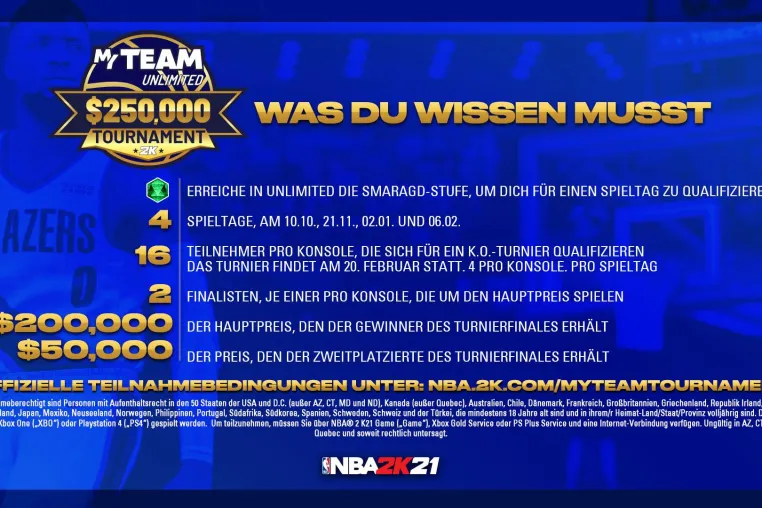 Bild: Das NBA 2K21 MyTEAM Unlimited $250,000 USD Tournament startet jetzt