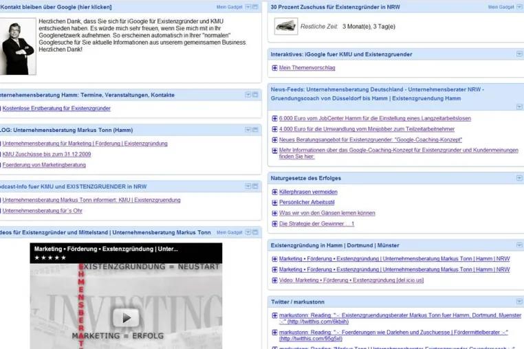 Bild: Kostenloses iGoogle-Informations-Netzwerk für Existenzgründer und KMU