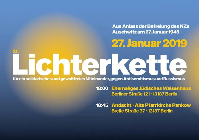 "Pankower Lichterkette": Gedenken an Auschwitz-Befreiung am 27.1. in Berlin Bild: "Pankower Lichterkette": Gedenken an Auschwitz-Befreiung am 27.1. in Berlin