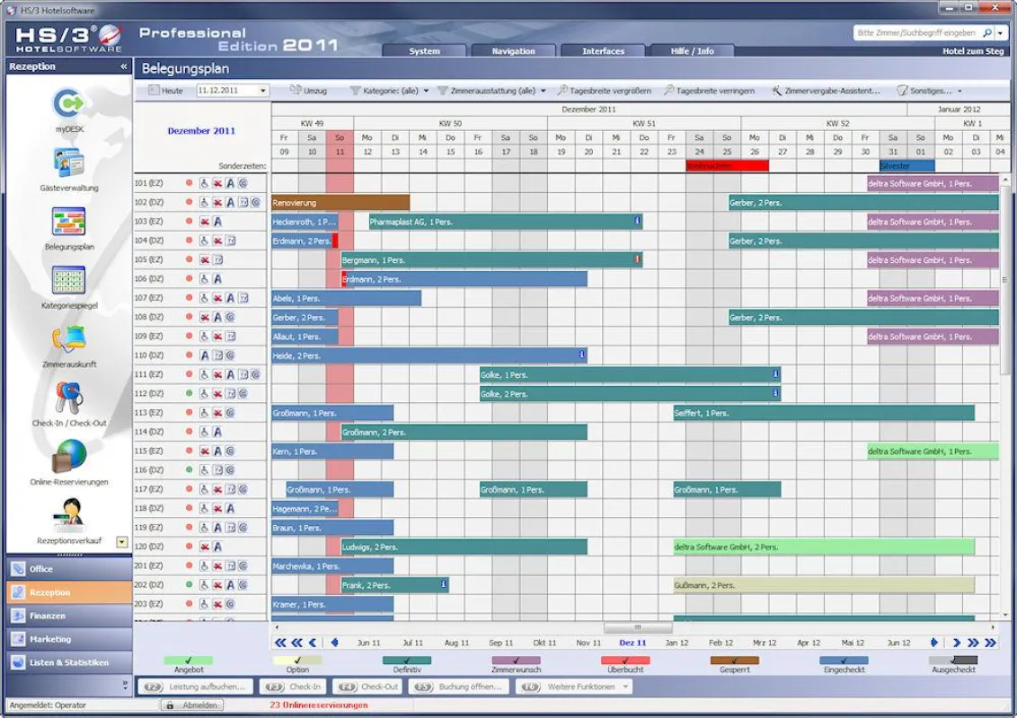 HS/3 Hotelsoftware - Belegungsplan der Edition 2011