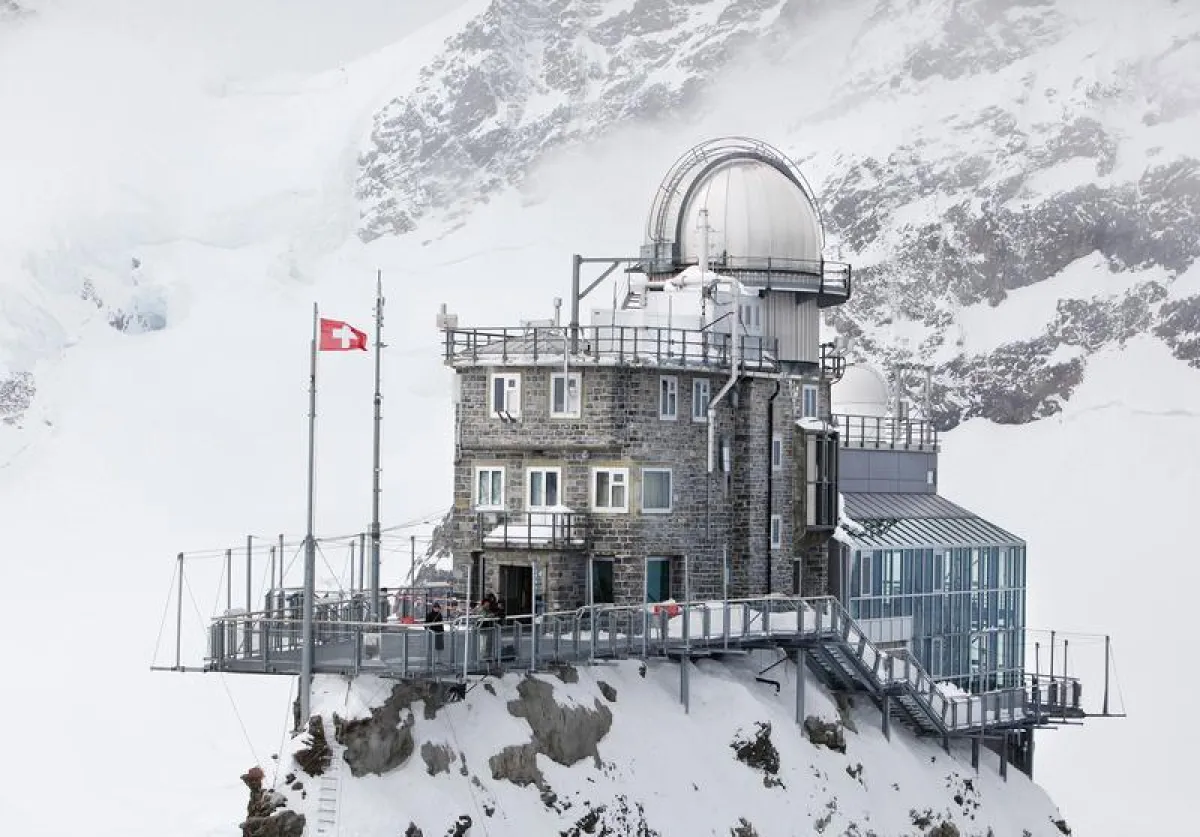 Die Forschungsstation auf dem Jungfraujoch, ein wichtiger Knotenpunkt für die internationale Überwachung der CO2-Konzentration.  (Hochalpine Forschungsstation Jungfraujoch)