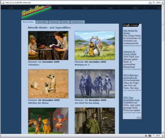 Bild: Kinderfilm online - Informationen für Eltern, Lehrer und Kinderfilmprofis