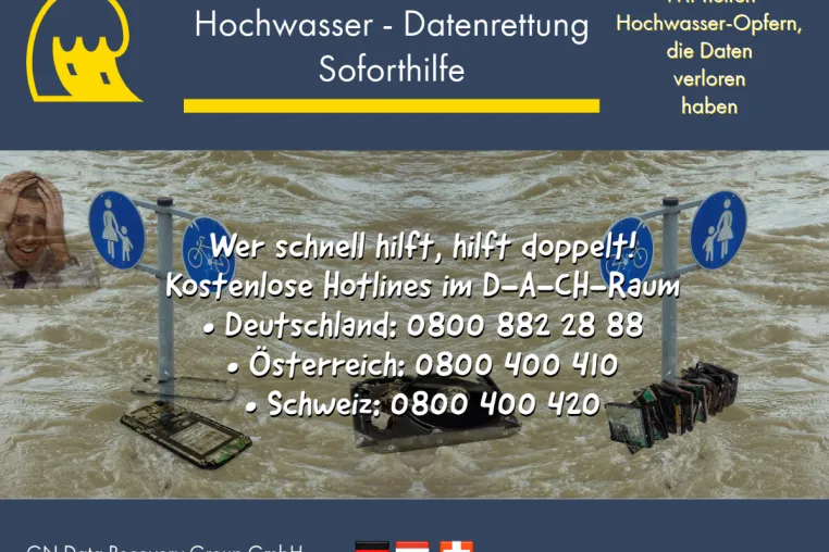 Bild: Rasche Hilfe für Opfer der Flutkatastrophe – internationaler Konzern startet Aktion zur Datenrettung