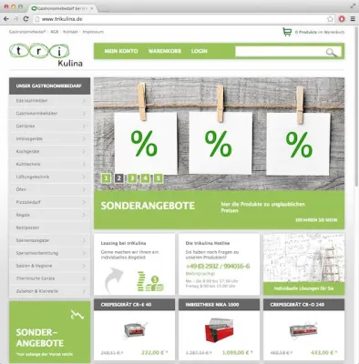 Bild: Der triKulina Gastro-Onlineshop, übersichtlich in schönem neuen Design