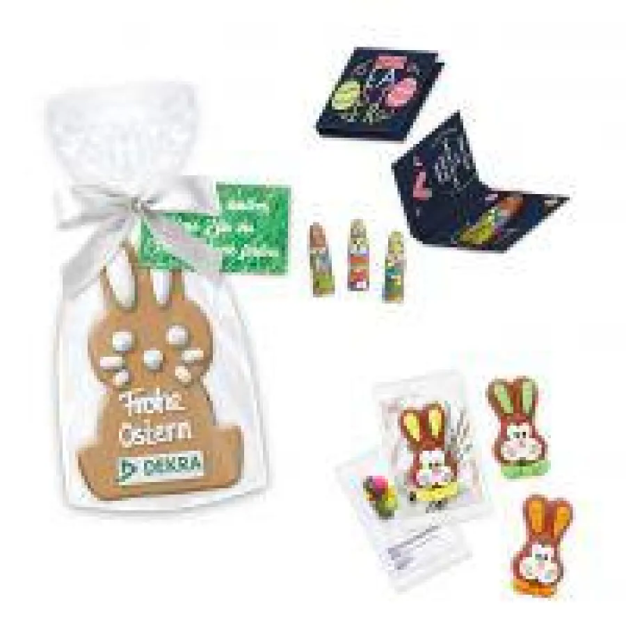 Eine Auswahl an Werbegeschenken zu Ostern der Firma
