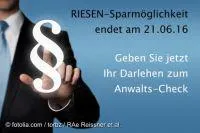 Bild: Riesen-Zinssparpotential in alten Kreditverträgen - aber nur noch bis 21.06.2016