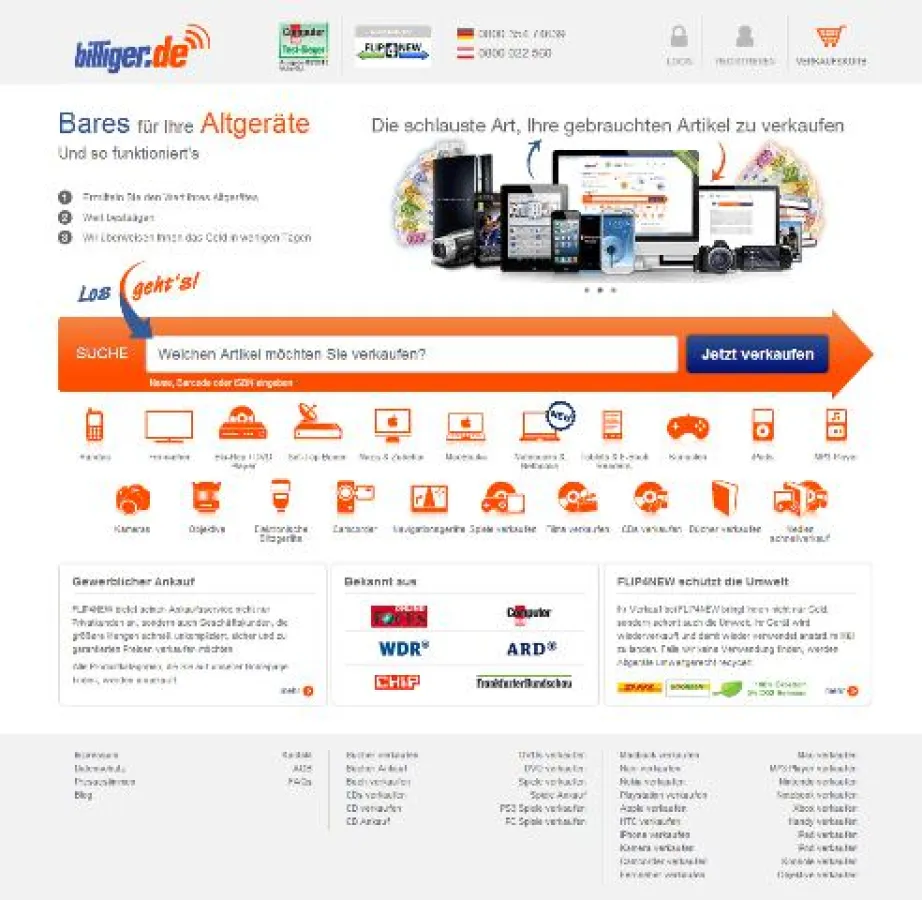 billiger.de ab sofort mit Ankauf-Service