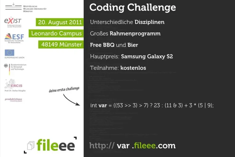 Coding Challenge in Münster - EXIST gefördertes Start-Up veranstaltet Programmierwettbewerb Bild: Coding Challenge in Münster - EXIST gefördertes Start-Up veranstaltet Programmierwettbewerb