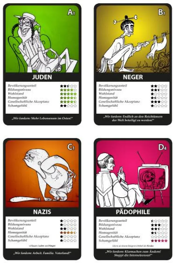 Minderheiten-Quartett, ein politisch semikorrektes Kartenspiel.