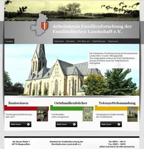Bild: Neue Internetpräsenz des Arbeitskreises Familienforschung der Emsländischen Landschaft