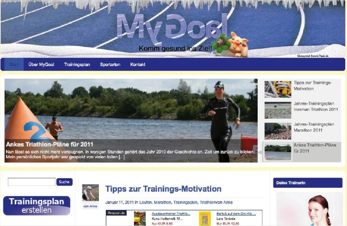 Bildschirmfoto von MyGoal.de - Dein Trainingsplan für Marathon, Triathlon und Ausdauersport