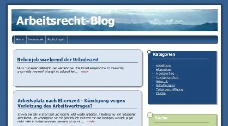 Bild: Blog für Arbeitsrecht und Arbeitsverträge geht live