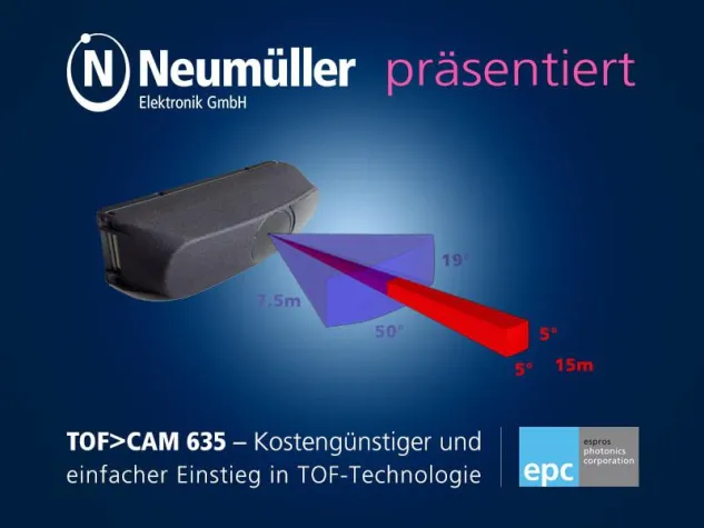 TOF CAM 635 - Einfacher und kostengünstiger Einstieg in die TOF-Technologie Bild: TOF CAM 635 - Einfacher und kostengünstiger Einstieg in die TOF-Technologie