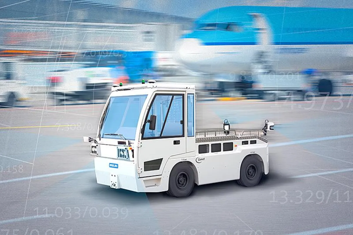 Der neue Comet 4E Autodrive bewegt sich autonom über das Flughafenvorfeld.
