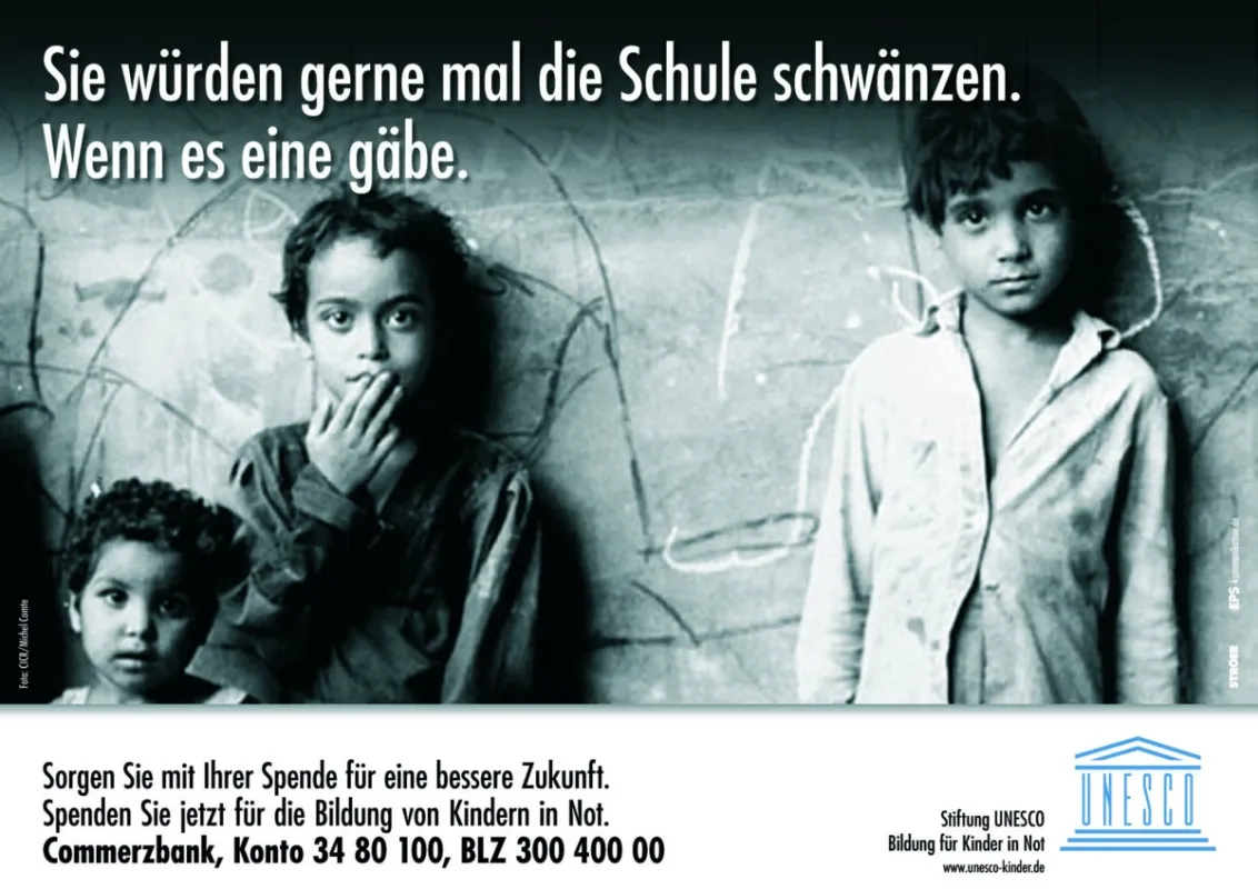 Aktuelles Motiv der Kampagne für Kinder in Not