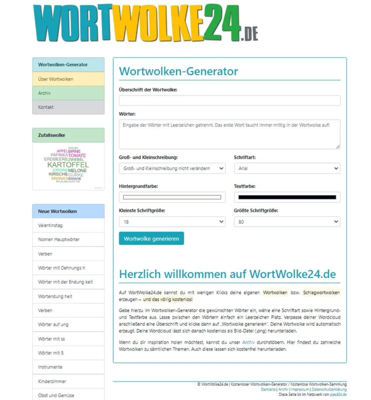Willkommen beim Wortwolken-Generator