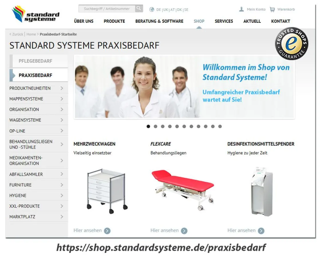 Jetzt online: der Praxisbedarf-Shop von Standard Systeme