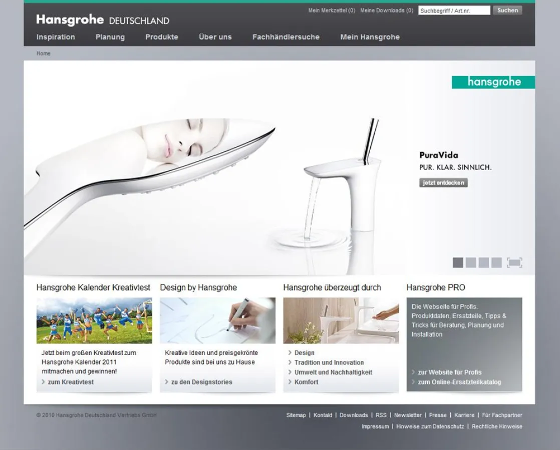 Vorschau www.hansgrohe.de