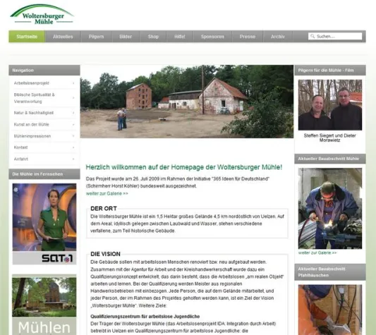 Bild: Gelungener Relaunch der Webseite Woltersburger Mühle Einfache, unabhängige Handhabung mit CMS Joomla