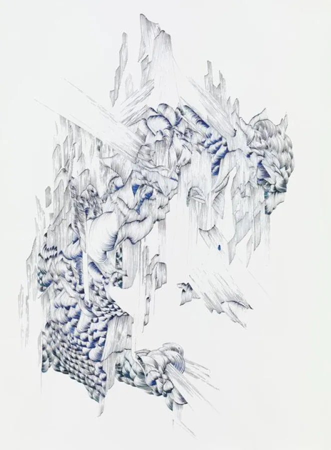 Bettina Krieg »P 142« 2014, Tusche auf Papier, 140 x 103 cm, Foto: Eric Tschernow, Bettina Krieg VG-