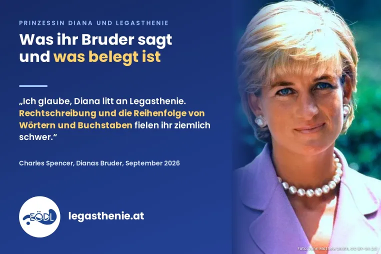 Hatte Prinzessin Diana Legasthenie? EÖDL ordnet die Aussage ihres Bruders Charles Spencer ein Bild: Hatte Prinzessin Diana Legasthenie? EÖDL ordnet die Aussage ihres Bruders Charles Spencer ein