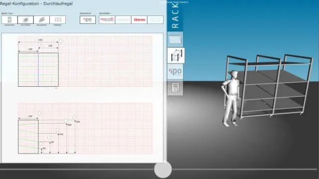 Demoversion von 3D-Regalkonfigurator IPO.Rack Bild: Demoversion von 3D-Regalkonfigurator IPO.Rack
