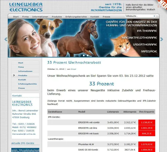33 Prozent Rabatt auf alle Neugeräte von LEINEWEBER ELECTRONICS Bild: 33 Prozent Rabatt auf alle Neugeräte von LEINEWEBER ELECTRONICS