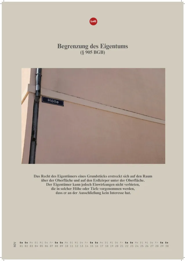 November-Blatt des Rechtskalenders 2025 (© Andreas Hahm-Gerling & Dr. Dirk von Selle Laws of Germany)