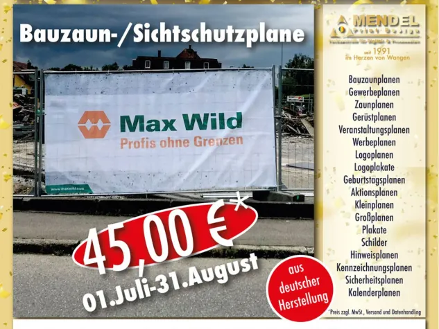 Bild: Bauzaunplanen / Sichtschutzplanen - Aktion