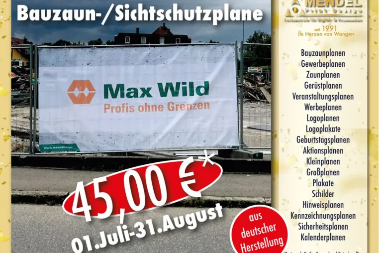 Bild: Bauzaunplanen / Sichtschutzplanen - Aktion