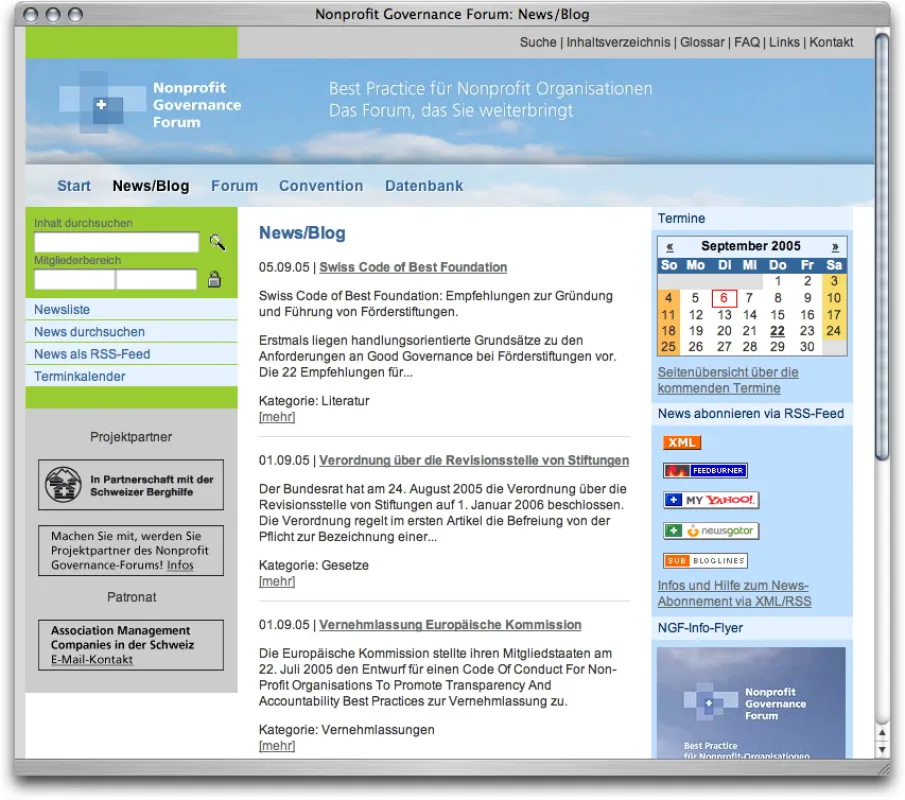News/Blog-Bereich des Nonprofit Governance Forums