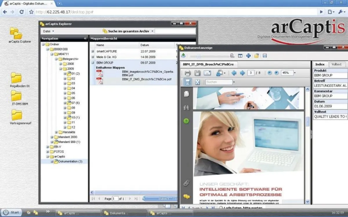 arCaptis.ECM21: hoher Bedienkomfort dank Windows-Desktop-Oberfläche