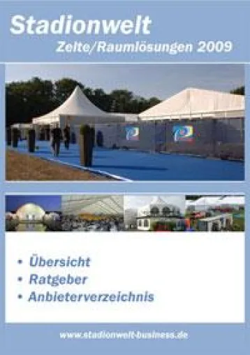 Das Themenspecial "Zelte/Raumlösungen" bei Stadionwelt-Business Bild: Das Themenspecial "Zelte/Raumlösungen" bei Stadionwelt-Business